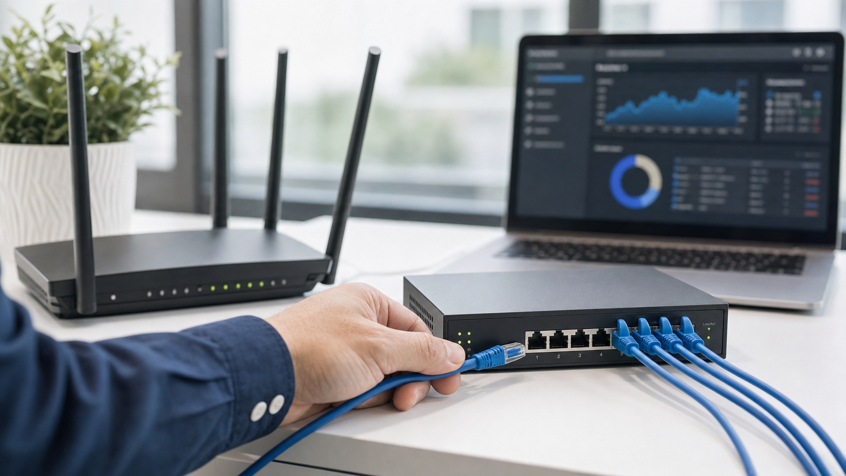 Mentenanță IT și configurare router într-un birou din Focșani
